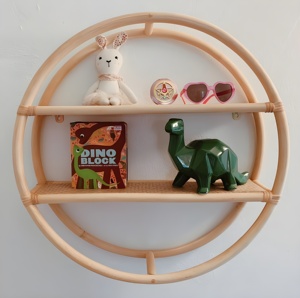 Round <b>Wall</b>-<b>mount</b> Bookshelf Living Room Bedroom Home Decoration <b>Wall</b> Hanging Rattan <b>Shelf</b> Cheap Price From Vietnam - Product Image 5