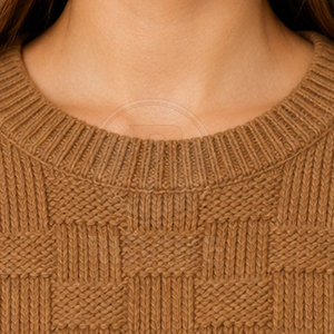 Pull tricoté décontracté pour femme, mode quotidienne, hiver, chaud, logo frontal, haute qualité, respirant, élégant, confortable, 100% coton/laine - Product Image 4