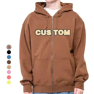 Mh021 đầy đủ Zip Up hoodie tùy chỉnh Puff in Heavyweight quá khổ đầy đủ Zip Up Hoodies cho nam giới