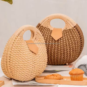 Bolso de Playa de Mimbre Elegante, Bolso de Mano Tejido a Mano, Duradero, Ecológico, Ajustable, Ligero, de Vietnam, para Tiendas de Resorts - Product Image 1