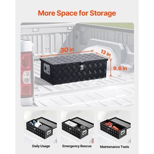 Heavy Duty Aluminum Truck Bed <b>Tool</b> <b>Box</b> with Striped Side Handle Lock Keys Storage Chest Organizer - Product Image 2