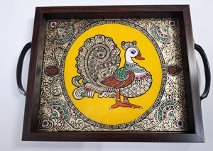 Plateau en bois imprimé peint à la main, style artisanal, pour décoration intérieure Shabby Chic, plateau de service en gros - Product Image 4