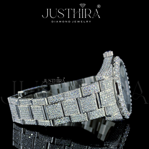 Reloj de Diamantes de Lujo Totalmente Cubierto de Diamantes, Edición Premium Shine, Reloj de Pulsera con Diamantes VVS, Pieza de Lujo de Alta Gama - Product Image 3