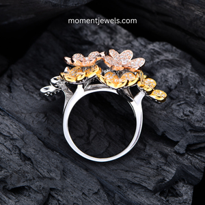 Anillo de Plata de Ley 925 con Flor para Mujer, Estilo Elegante y Dulce, Incrustaciones de Circonio Blanco, Anillo de Dedo con Diseño Floral, Joyería Diaria - Product Image 4