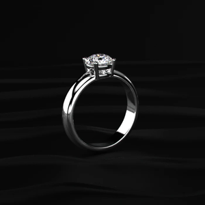 Bague solitaire en or blanc à coupe ronde au design tendance avec diamant de laboratoire pour homme, plaqué or 10/14/18 carats, certifié IGI - Product Image 2