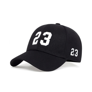 Gorra de béisbol negra de 6 paneles con número 23 bordado en rojo y blanco, unisex, informal, ajustada, para adultos. - Product Image 3