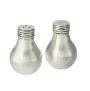 : Creative Light Bulb Shaped Metal <b>Salt</b> and Pepper Shakers Set Vintage Silver Finish Aluminum Alloy Novelty Spice Dispenser - Product Image 1