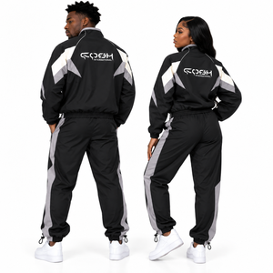 Conjunto Deportivo Unisex de Manga Larga con Cierre, Diseño Deportivo con Bloques de Color, Transpirable, de Poliéster, para Adultos, Ropa de Otoño - Product Image 3