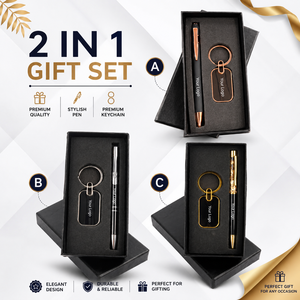 Custom Logo Personalization Pen Keychain Gift Set Business Promotional Giveaway Elegant Packaging Corporate Gifting Metal PU - Product Image 4