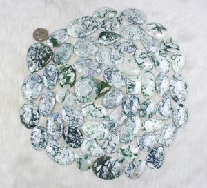 Cabujones de Ágata Blanca Natural al por Mayor, Formas Ovaladas Verdes/Plateadas Sueltas para Fabricación de Joyas, Abalorios, Colgantes y Collares - Product Image 5