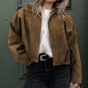 <b>Ladies</b> <b>Suede</b> <b>Jacket</b> Custom Design Faux <b>Suede</b> Leather Coat Trendy Winter Outerwear OEM ODM Bulk Manufacturer - Product Image 3