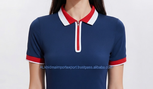 เสื้อยืดผู้หญิงแบบสวมใส่สบาย แห้งเร็ว ระบายอากาศได้ดี ผ้าถักลายพิมพ์ สไตล์ลำลอง สวยงาม เหมาะสำหรับเล่นเทนนิส มีซิปครึ่งตัวด้านหน้า - Product Image 5