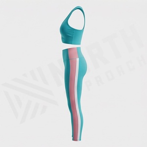 Ensemble de yoga pour femmes, style mode, vêtements de sport, vente en gros, haute qualité, tenue de fitness, équipement d'entraînement, vêtements de sport, haut - Product Image 3