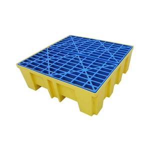 Paletas de Plástico LEADLOONG de Una Sola Cara, Tipo Plataforma, para Cuatro Bidones de Aceite, a Prueba de Fugas, 1300*1300*150mm, Entrada Bidireccional para Plantas Químicas - Product Image 1