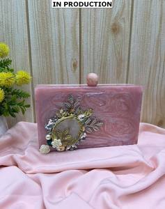 Handcrafted Designer Luxury Evening Bag for Ladies Solid Fashion Sling Magnetic Accessory Resin Pearl Decor for Bridal Clutch - Product Image 1