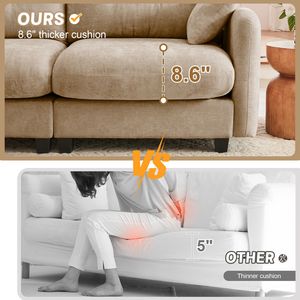 Divano Modulare a L in Tessuto Chenille Premium, Design Trapuntato e Plissettato, Ergonomico, Facile da Installare, con Pouf per Soggiorno - Product Image 6