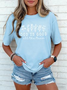 Camiseta de Algodón 100% para Mujer al por Mayor, de Alta Calidad, Cuello Redondo, Manga Corta, Estampada, con Diseño Gráfico Personalizado - Product Image 6