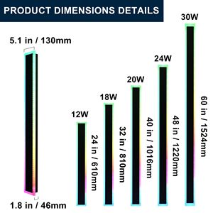 2 confezioni di luci da parete LED RGB da esterno lunghe da 60 pollici con telecomando da parete regolabile da 5,1 pollici IP65 impermeabile per parete - Product Image 3