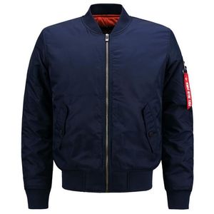 Chaqueta Bomber para Hombre, Cuello Alto, Cierre de Cremallera, Estilo Casual, Corte Regular, 100% Poliéster, Color Sólido, para Otoño - Product Image 5