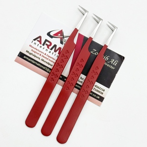 Pinzas de volumen tipo L de gran venta con mango con estampado de corazón, recubrimiento de terciopelo rojo, de acero inoxidable sostenible, antimagnéticas y duraderas - Product Image 4