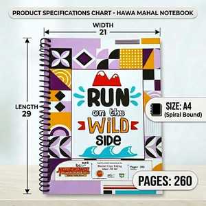 Cuaderno Espiral HAWAMAHAL A4, 260 Páginas, 60 GSM, Cuaderno de Ejercicios para la Escuela, Universidad, Oficina, Papelería al por Mayor - Product Image 3