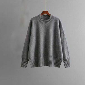 เสื้อสเวตเตอร์ไหมพรมถักทรงโอเวอร์ไซส์ สีพื้น คอกลม แขนยาว สไตล์ลำลอง ใส่ได้ทั้งชายและหญิง สำหรับฤดูใบไม้ร่วงและฤดูหนาว ผ้าไม่เป็นขุย ผลิตจากอะคริลิก 100% รุ่น K - Product Image 4