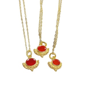 Collier Pendentif Ovale en Cornaline Naturelle, Chaîne de 18 Pouces, Monture Chrétienne en Argent Sterling, Design Minimaliste - Product Image 1