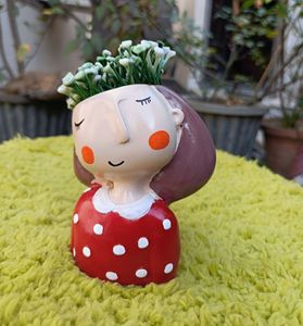 Maceta Decorativa Ecológica con Acabado Glaseado y Diseño de Puntos Rojos, Estilo Lindo para Niñas, Decoración para el Hogar y Jardín - Product Image 2