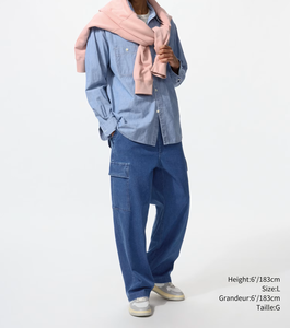 Pantalon Cargo Décontracté Homme Tendance Léger Taille Mi-Haute Coupe Ample Jean Coton Denim Écologique Haute Couture - Product Image 4