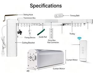 Sistema de riel para cortinas inteligente, riel de ensamblaje DIY con motor inalámbrico, longitud ajustable de 0.1 a 6.2 metros, funciona con control por aplicación. - Product Image 2