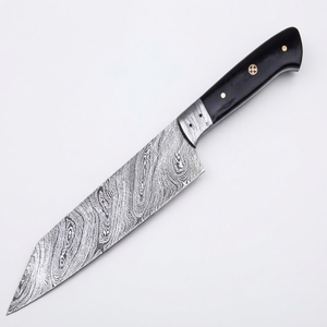 Damascus Steel Chef <b>Knife</b> Black Resin Handle Mosaic Pin Kitchen Culinary <b>Carving</b> Slicer <b>Knife</b> Wholesale Bulk B2B OEM - Product Image 1