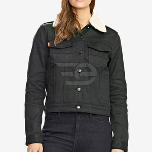 Veste en jean classique pour femme, coupe droite, coton délavé, streetwear, écologique, séchage rapide, hiver, logo personnalisé, vêtements d'extérieur - Product Image 3