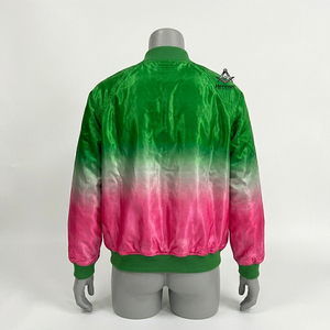 เสื้อแจ็คเก็ตวาร์ซิตี้สีชมพูเขียวสำหรับผู้หญิง HMR รุ่น Alpha Kapa ปักลายตราสัญลักษณ์  บุด้วยผ้าฟลีซนุ่ม น้ำหนักเบา ทันสมัย เหมาะสำหรับฤดูใบไม้ผลิ - Product Image 5