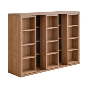 Modern Double Sliding Book Cabinet Multi Purpose Storage Bookshelf for Home Office Bedroom Living Room Furniture - Product Image 2