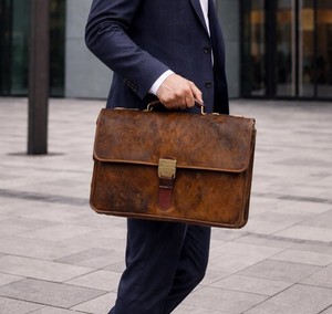 Funda Protectora Delgada Hecha a Mano con Pelo para Portátil, Maletín de Cuero Vacuno de Alta Calidad, Impermeable y Sostenible, Porta Laptop con Pelo - Product Image 1