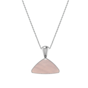 Premium High Finish 925 Sterling Silver Fine Pendant Rose Quartz Gemstone Three Shapes Spring <b>Lock</b> Adjustable Bezel Setting - Product Image 1