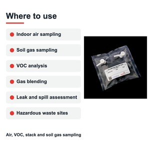 Bolsa de muestreo de gases TECHINSTRO Tedlar de 1 litro con doble válvula de película PVF, a prueba de fugas, para muestreo de gases en aire, VOC, gases de combustión y suelo - Product Image 3