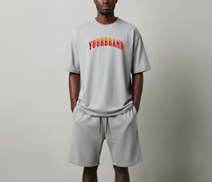 Ensemble de shorts amples et droits de style vintage américain, couleur unie, imprimé personnalisé, pour couple, marque tendance - Product Image 1