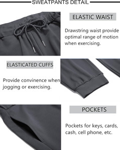 Conjunto deportivo para hombre, transpirable, de mezcla de algodón, con capucha, pantalones jogger de corte ajustado, ligero, informal, para gimnasio y deporte. - Product Image 6