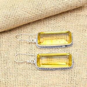 Boucles d'oreilles en argent sterling 925 massif, pierre précieuse citrine, faites à la main, magnifique cadeau d'anniversaire pour elle - Product Image 6