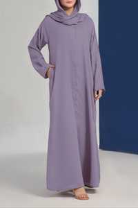 High Quality Modest Solid Color Floor Length V Neck Stretchy Sleeved Georgette Chiffon Eid Ramadan <b>Women's</b> Islamic Abaya - Product Image 5