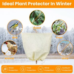 Set di 3 Coperture Protettive Invernali per Piante, 83x110cm, in Tessuto Non Tessuto con Cordoncino, Riutilizzabili, Protezione dal Gelo per Giardino - Product Image 4