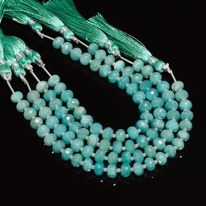 <b>Top</b> Quality Amazonite Faceted Rondelle Gemstone <b>Beads</b> 7x7.5mm Loose Blue Stone <b>Beads</b> For Jewelry Making Wholesale Gemstone <b>Beads</b> - Product Image 1