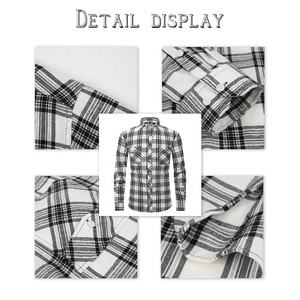 Men's Green Black Plaid Long Sleeve Shirt Custom Printed Front Design Autumn Cotton Shirts in responsible price - Product Image 3