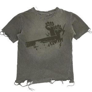 Camiseta de Algodón con Lavado Ácido Estilo Streetwear Personalizada para Hombre, Estilo Hip Hop Vintage con Logotipo Impreso, Camisetas de Moda Lavadas al por Mayor - Product Image 1