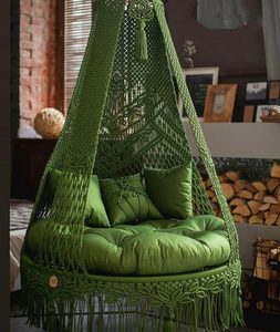 Columpio de macramé, Silla colgante de macramé, Columpio de macramé para patio, Columpio tipo hamaca, Silla de interior, Silla columpio de macramé, Columpio tipo hamaca, Chri - Product Image 2