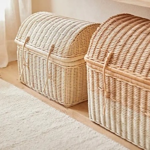 Handwoven Rattan Rectangular <b>Storage</b> <b>Box</b> with Lid Rustic Woven Keepsake <b>Box</b> <b>for</b> Home & Office Styling - Product Image 2