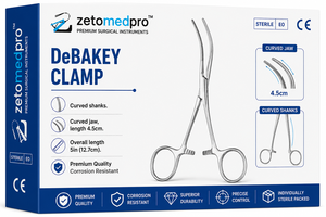 เครื่องมือผ่าตัดหลอดเลือดหัวใจและหลอดเลือดดำ DeBAKEY Clamp Curved Shanks Curved Jaw ขนาด 4.5 ซม. รวมความยาว 5 นิ้ว (12.7 ซม.) ยี่ห้อ ZETOMEDPRO - Product Image 5