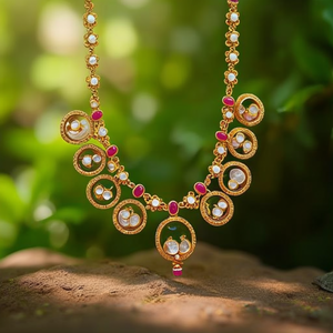 Nova Mart Kemp Rose Gold Plated Alloy Antique <b>Bridal</b> Wedding <b>Jewelry</b> <b>Set</b> with Oxidized Polish and Zircon - Product Image 2