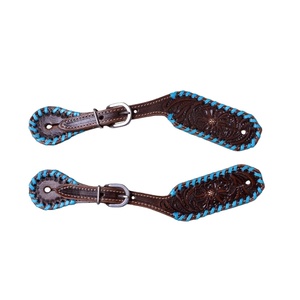 Cuir de haute qualité Western Floral usiné Cowboy éperon sangle avec point de fouet en gros fabricant fournisseur Saman exportations - Product Image 2